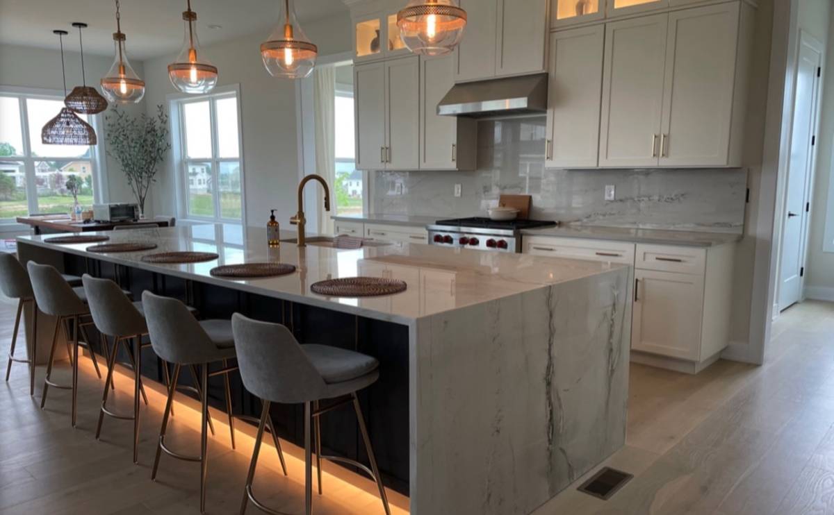 Kitchen remodeling project showing cabinets, countertops and island by 215Mercury